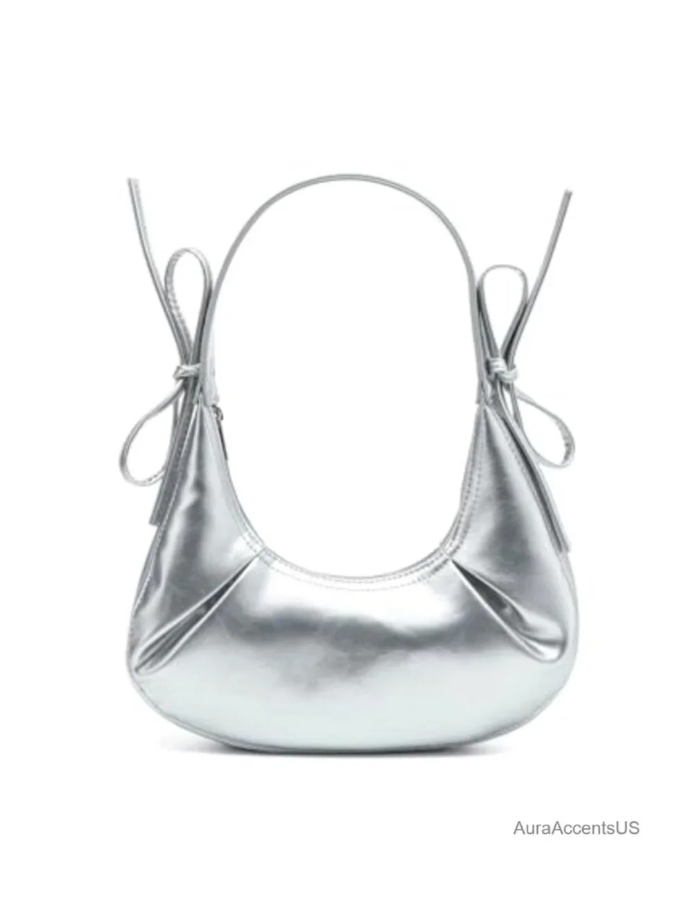 Vegan Leather Crescent Hobo Shoulder Bag with Zipper Closure